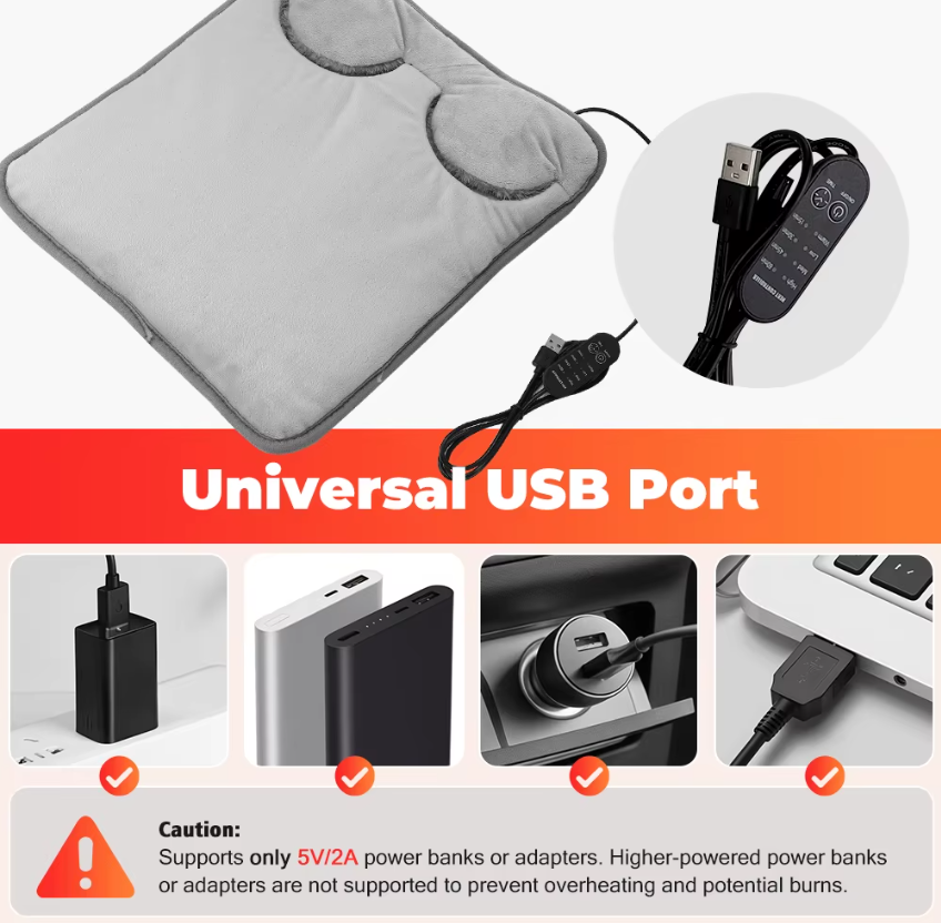 USB Heated Foot Mat – Soft Washable